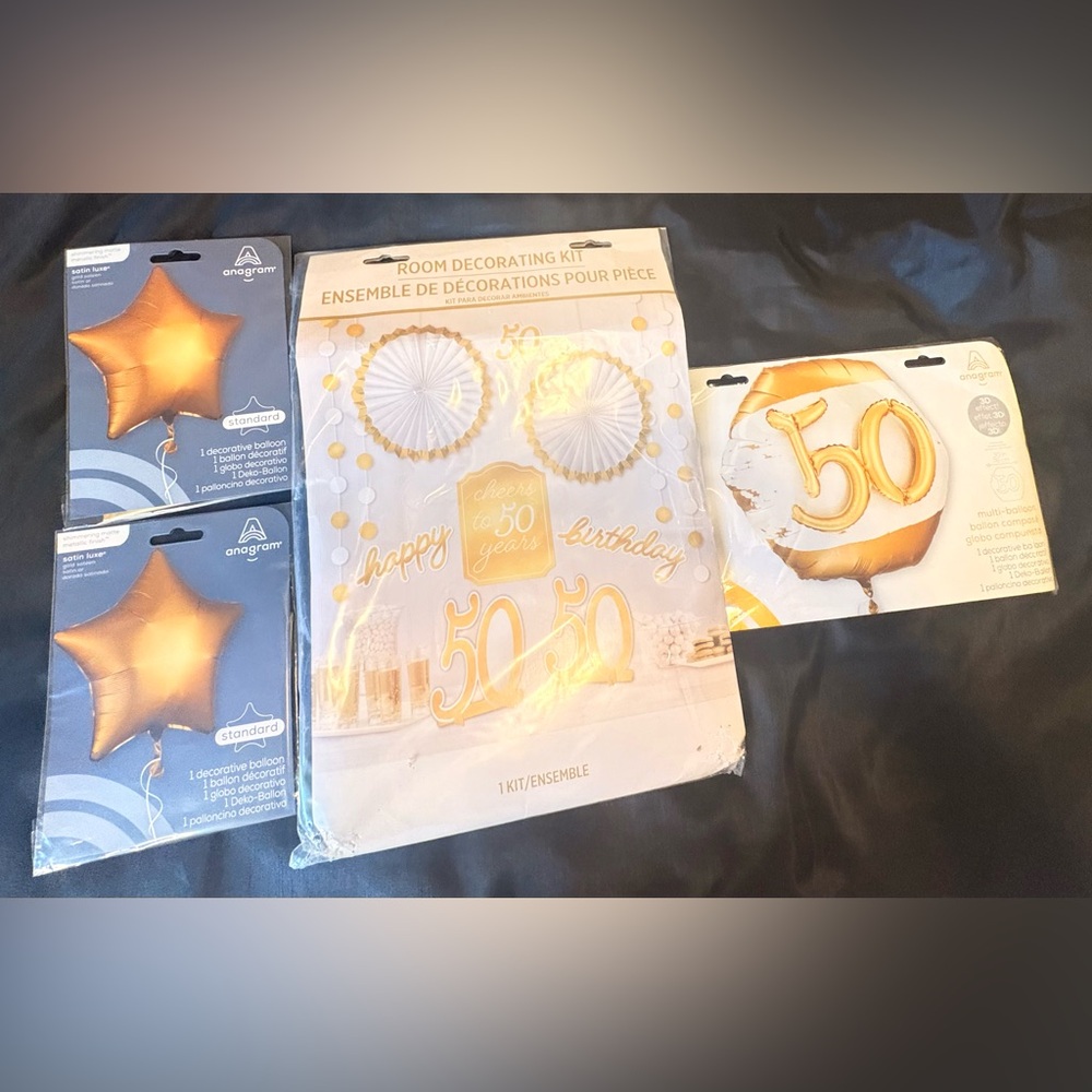 Gold and White 50th Birthday Decorating Kit - Party Supplies